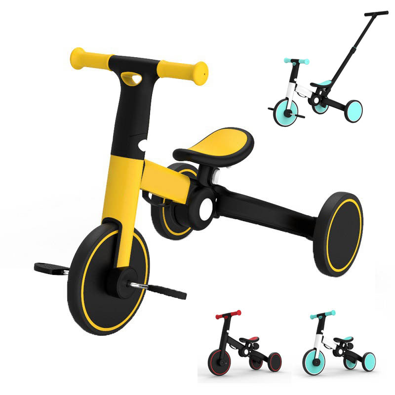 三輪車 5way三輪車 5 in 1 折り畳み式 持ち運び易い 折りたたみ三輪車 オールインワンUP 子供用 バランス三輪車 軽量 自転車 3輪ベビーカー 軽量コンパクト 新型 便利 1.5歳/2歳/3歳/4歳/5歳幼児に向け 子どものプレゼントに最適 手押しバー付き