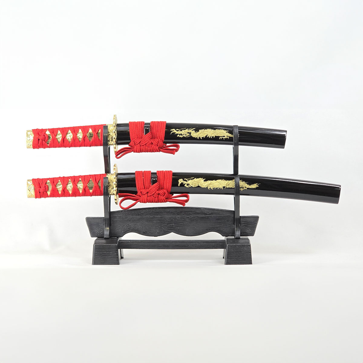 楽天市場】模造刀 美術刀 ミニミニ竜3点セット (黒) 刀掛台付・刀身竜