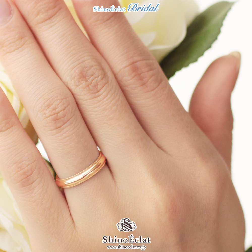 楽天市場 結婚指輪 K18rg ローズゴールド ミルグレイン マリッジリング 4mm 鍛造 ミル打ち 刻印無料 ピンクゴールド Pink Gold ウェディング バンドリング 指輪 Ring シンプル 単品 送料無料 ジュエリーサロン シノエクラ