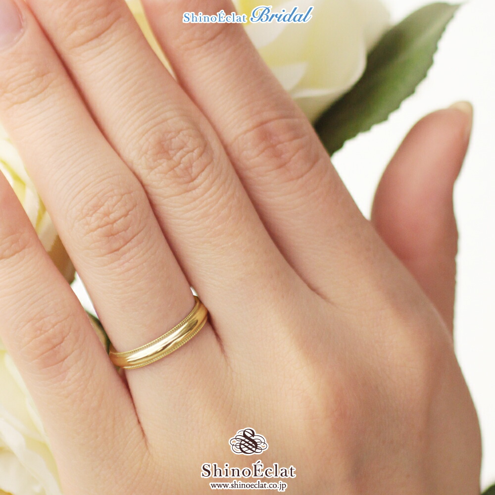 Shino Eclat Rakuten Global Market K18yellow Gold Wedding Band K18yellow Gold Wedding Band Milgrain 4mm Fs04gm