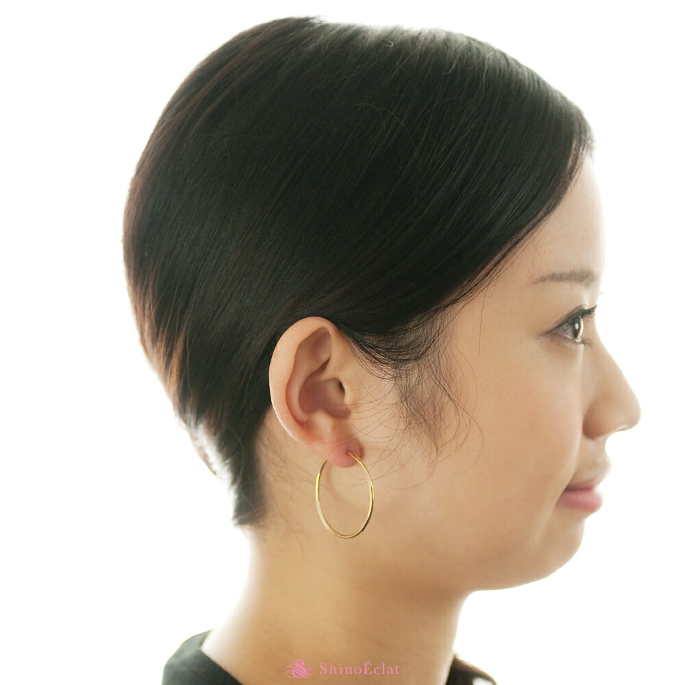 Pierce 30mm 細い K18 シノエクラフープピアス K18 ピアス ネックレス 18k 18k 送料無料 一粒 即納 小さめ 18金 あす楽 ゴールド Gold Hoop 小さい アンフィニ 1 5mm ゴールド 即日発送 ジュエリーサロン フープ フープピアス 3cm