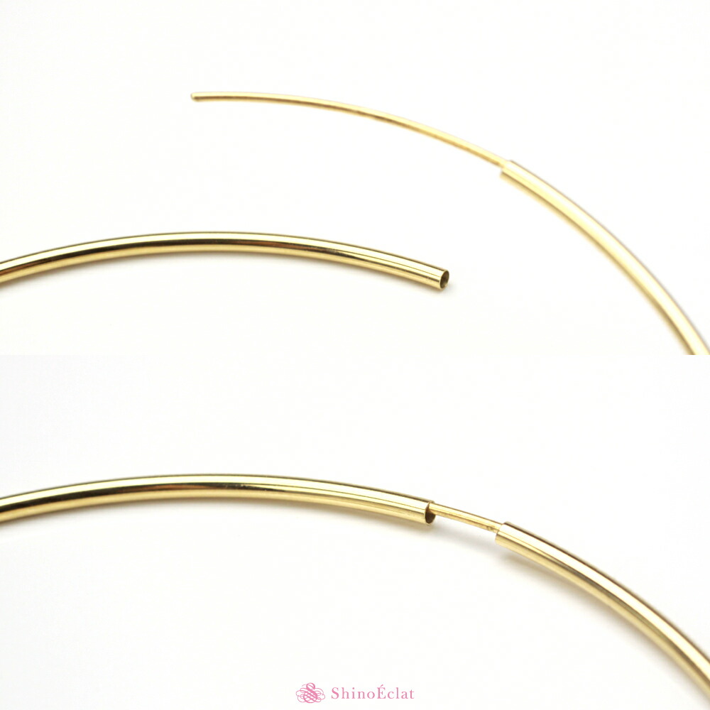 Pierce 30mm 細い K18 シノエクラフープピアス K18 ピアス ネックレス 18k 18k 送料無料 一粒 即納 小さめ 18金 あす楽 ゴールド Gold Hoop 小さい アンフィニ 1 5mm ゴールド 即日発送 ジュエリーサロン フープ フープピアス 3cm