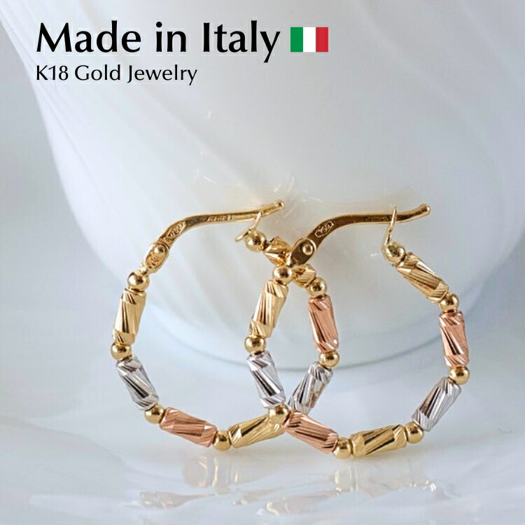 K18WG イタリア製フープピアス　ホワイトゴールド　イタリー　18k 楽天市場】【在庫あり】フープ ピアス k18wg イタリアン