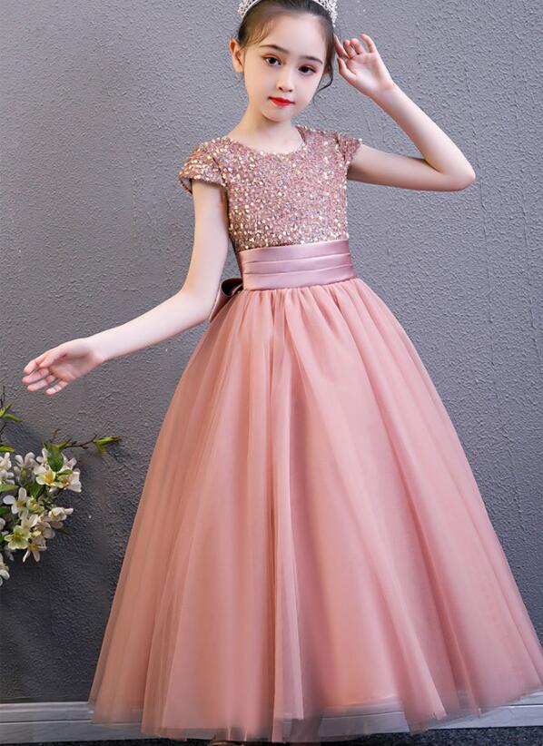 可愛い 洋服 90~160cm blue pink キッズ用 ジュニア スパンコール チュールスカート パーティードレス フォーマルドレス リボン  ロングドレス ワンピース 七五三 入学 卒園式 女の子ドレス 子供ドレス 結婚式 94％以上節約 女の子ドレス