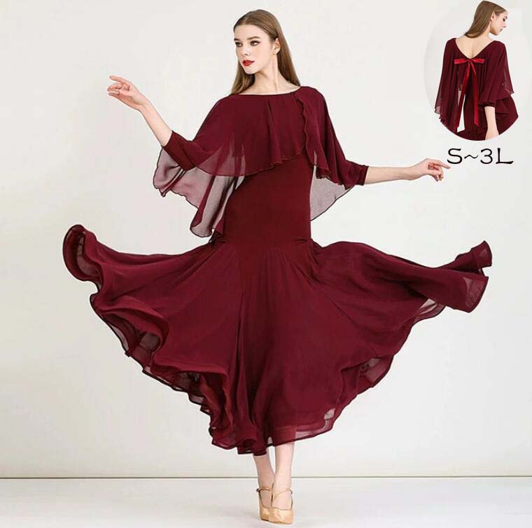 楽天市場】送料無料 社交ダンス ドレス ロングドレス フリル モダン