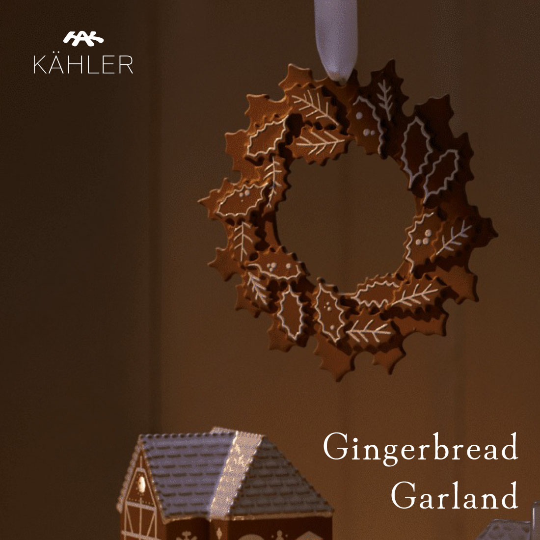 KAHLER ケーラー Gingerbread Garland ジンジャーブレッド ガーランド 693535 陶器 クリスマス リース 飾り Φ18.5cm