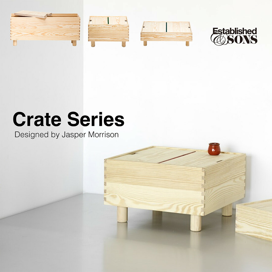 Established&Sons エスタブリッシュドアンドサンズ Crate Series green hinge クレートシリーズ グリーンヒンジ Jasper Morrison ジャスパー・モリソン 収納 机 シェルフ