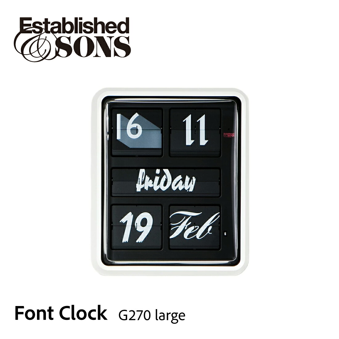 【掛けフックプレゼント】Established&Sons Font Clock G270 large エスタブリッシュドアンドサンズ フォントクロック 卓上壁掛け時計 ぱたぱた時計 ミッドセンチュリー