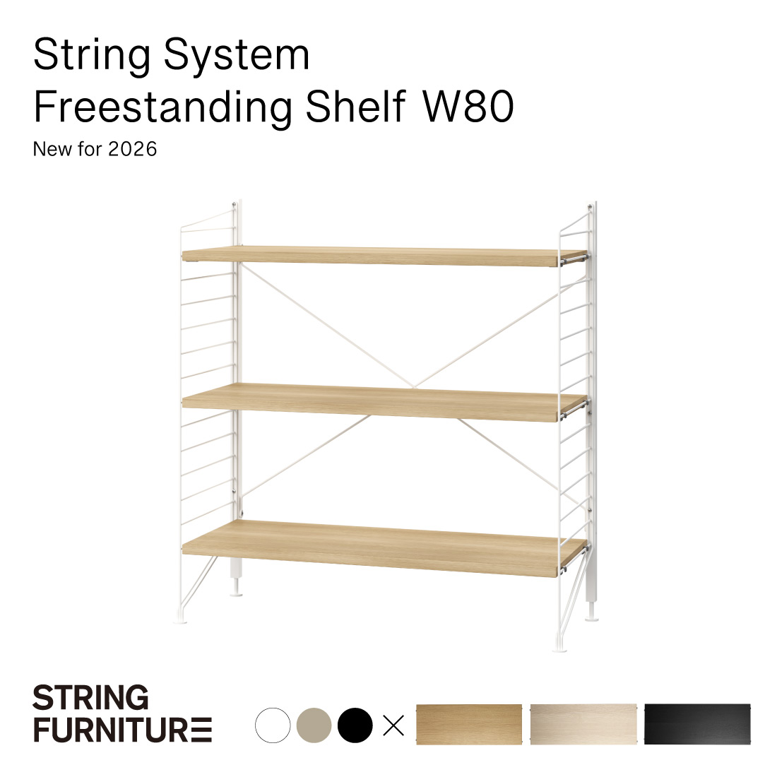 【店舗クーポン発行中】String funiture String System Freestanding Shelf ストリングシステム フリースタンドシェルフ 幅80cm シェルフ 棚 おしゃれ 北欧|Shinwa Shop 店