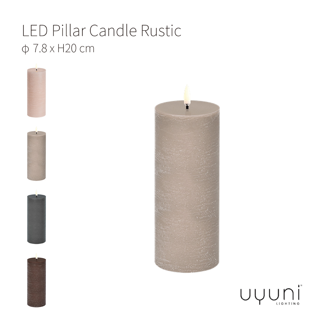 UYUNI LIGHTING ウユニライティング LED Pillar Candle Rustic LEDピラーキャンドル ラスティック 7.8x20cm キャンドル 蝋燭 4,455円