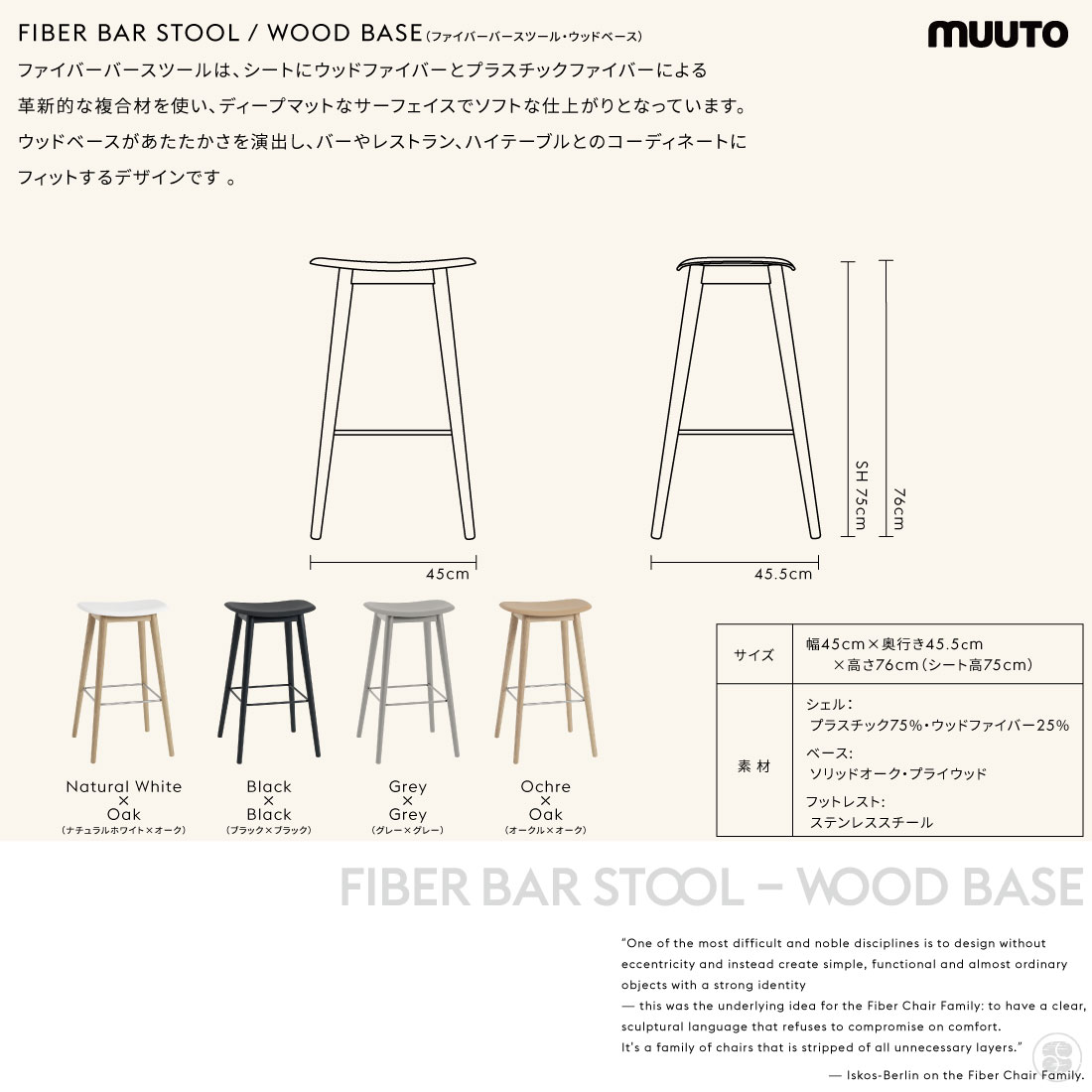 超特価激安 Muuto Fiber Bar Stool Woodbase Iskos Berlin ムート ファイバー バースツール ウッドベース イスコス ベルリン 人気定番 Wowsocialboost Com