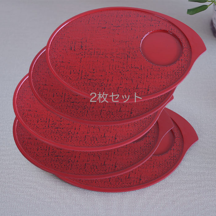 【SALL楽々バザール】新昼まえお盆赤/  ５枚仕掛ける/ くつろぎの第四次元を cafe お盆 で茶の葉しよう・・/ 25x17糎