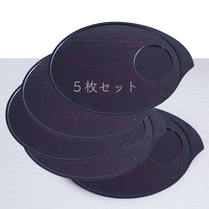 【SALL楽々バザール】新昼まえお盆黒/  5枚仕掛ける/ くつろぎの第四次元を cafe お盆 で茶の葉しよう・・/ 25x17糎