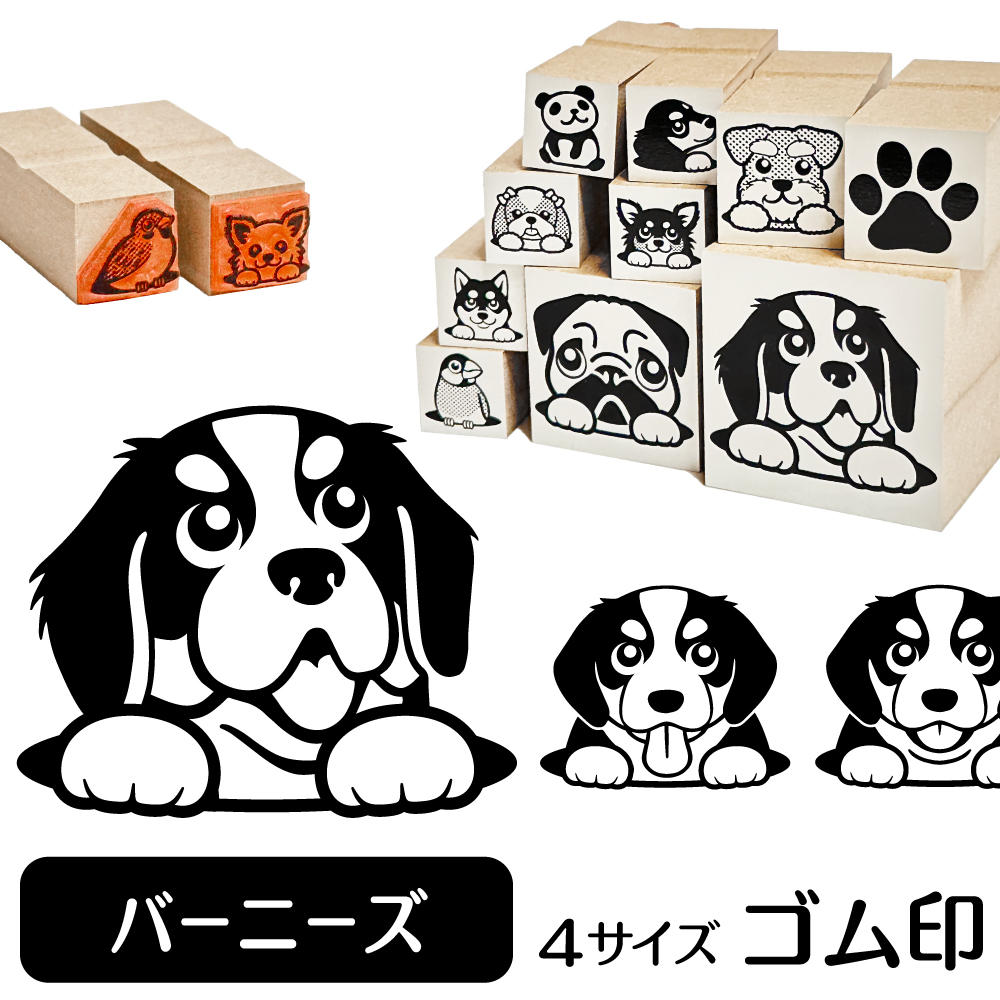 楽天市場 バーニーズ イラスト ゴム印 角印 16mm 油性インク 対応 かわいい 犬 ドッグ 動物 雑貨 グッズ ハンコ スタンプ 可愛い プレゼント オリジナル 耐油 ギフト 贈り物 買い回り ポイント消化 送料無料 父の日 動物イラストはんこ しっぽと生活