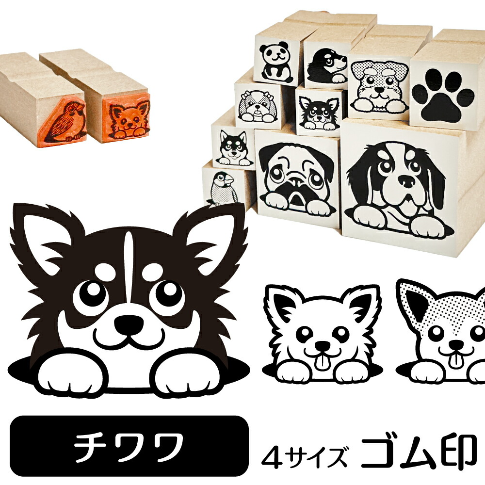 楽天市場 5 クーポン有 チワワ イラスト ゴム印 角印 16mm 油性インク 対応 かわいい 犬 ドッグ 動物 雑貨 グッズ ハンコ スタンプ 可愛い プレゼント オリジナル 耐油 ギフト 贈り物 買い回り ポイント消化 送料無料 父の日 動物イラストはんこ しっぽと生活