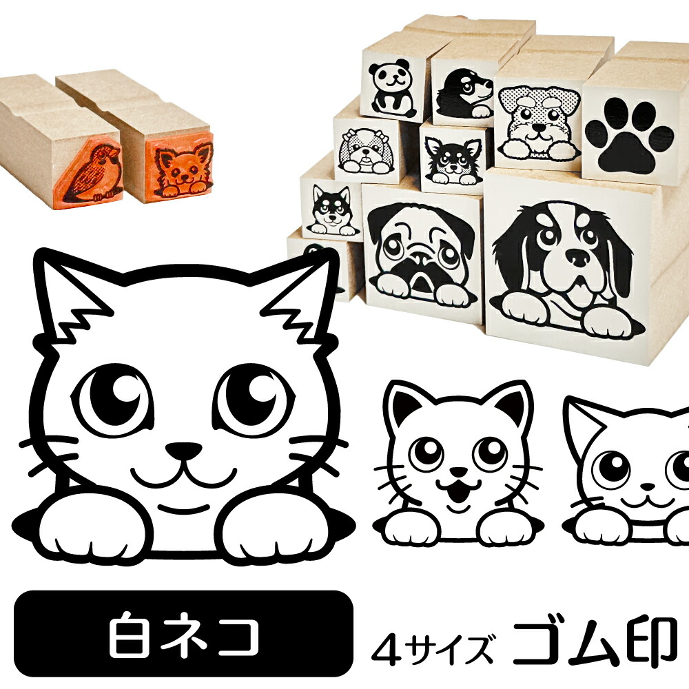 楽天市場 白ネコ イラスト ゴム印 角印 16mm 油性インク 対応 かわいい 猫 ネコ キャット 動物 雑貨 グッズ ハンコ スタンプ 可愛い プレゼント オリジナル 耐油 ギフト 贈り物 買い回り ポイント消化 送料無料 クリスマス 動物イラストはんこ しっぽと生活