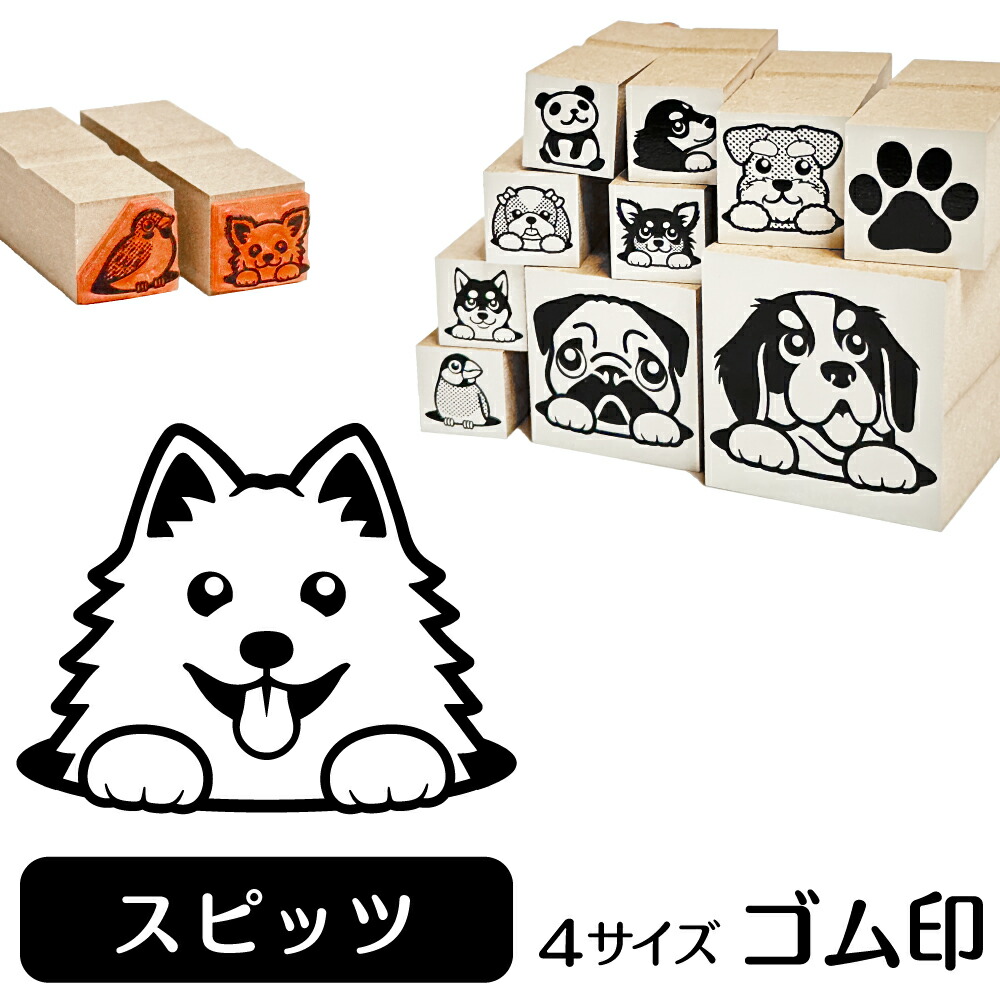 楽天市場 スピッツ イラスト ゴム印 角印 16mm 油性インク 対応 かわいい 犬 ドッグ 動物 雑貨 グッズ ハンコ スタンプ 可愛い プレゼント オリジナル 耐油 ギフト 贈り物 買い回り ポイント消化 送料無料 クリスマス 動物イラストはんこ しっぽと生活