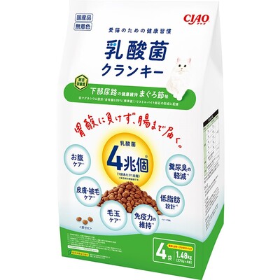 キャットフード 猫【370g×4袋】1個 3個 いなばCIAO 乳酸菌クランキー召し使い尿路の思わしい守りつづける まぐろ節味 カリカリ 素っ気ない【生まれ落ちる日】【同梱A】shippotv