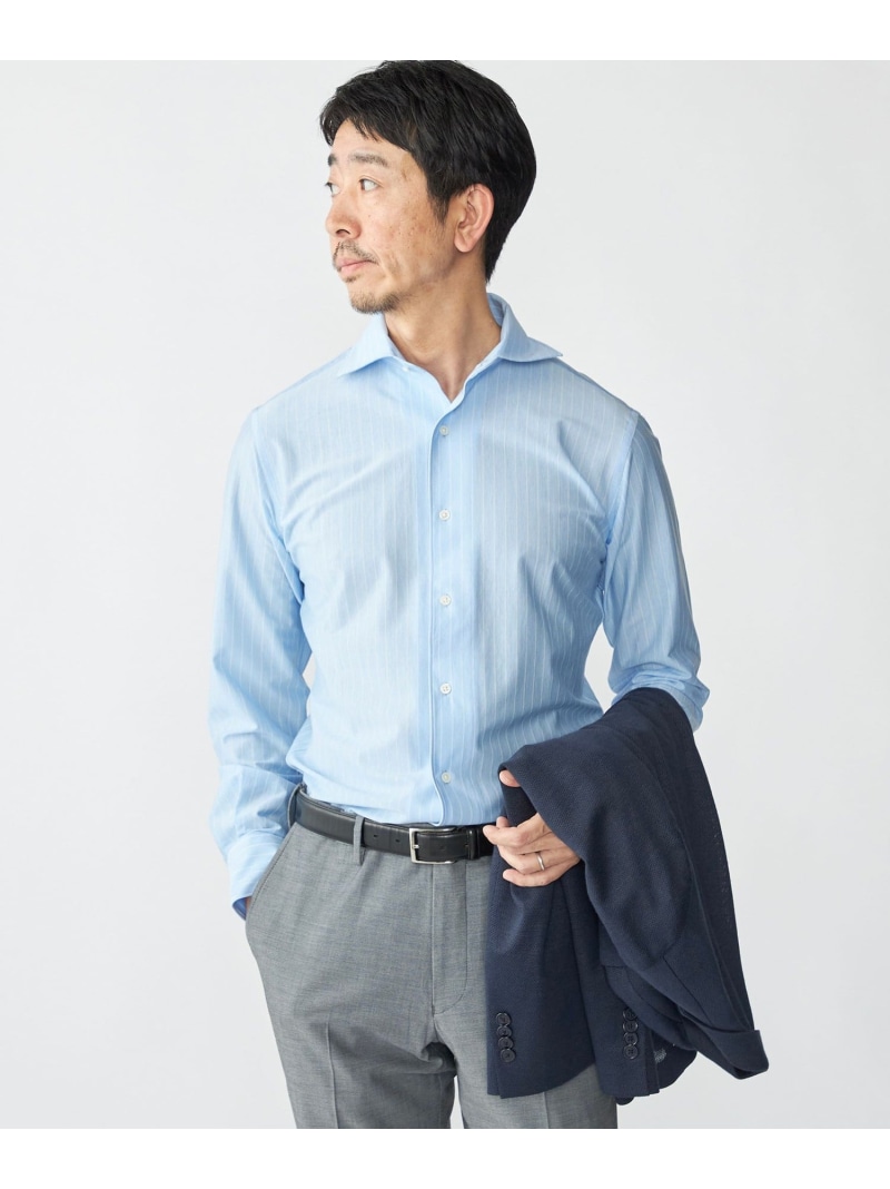 【SALE／40%OFF】SHIPS: ジャージー ストライプ ワンピースカラー シャツ SHIPS MEN シップス トップス シャツ・ブラウス【RBA_E】【送料無料】[ Fashion]