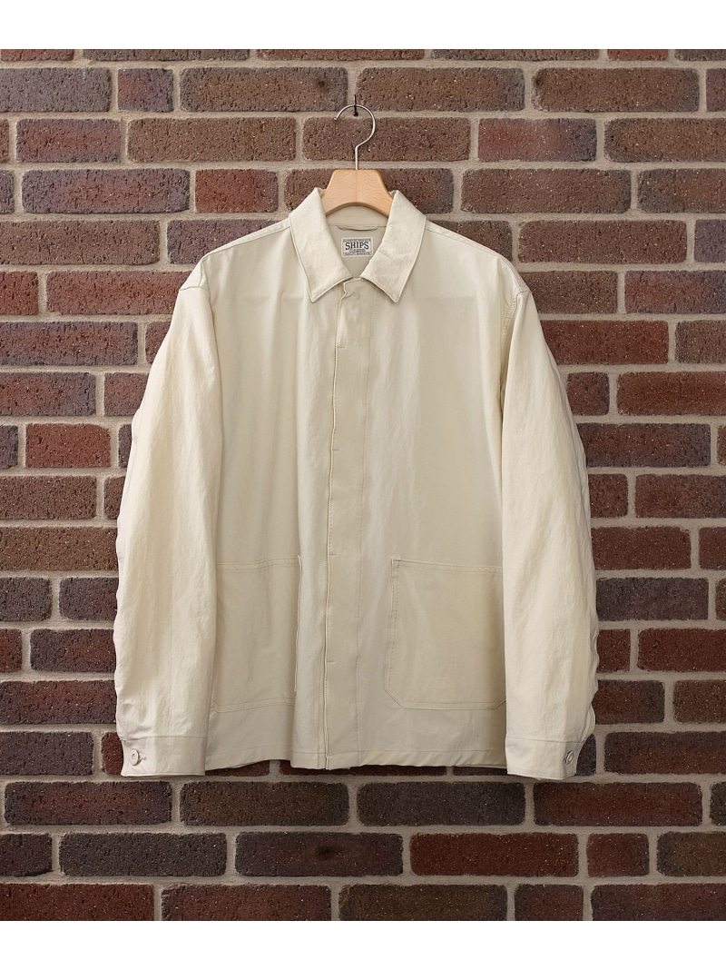 SHIPS: AUTHENTIC ナイロン カルゼ カバーオール SHIPS MEN シップス ジャケット・アウター カバーオール・ワークジャケット ブルー ベージュ【送料無料】[ Fashion]