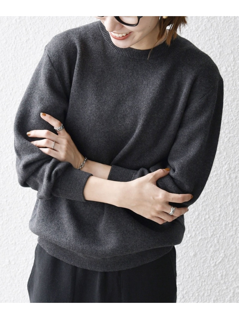 SHIPS any:＜手洗い可能＞コットン カシミヤ スウェットライク ニット 25AW◇ SHIPS any シップス トップス ニット ブラック レッド ネイビー グレー【送料無料】[ Fashion]｜SHIPS　シップス