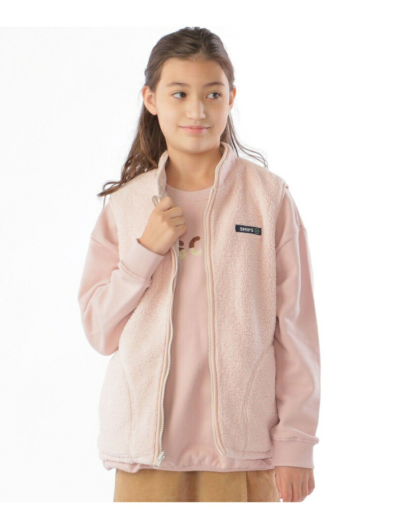 SHIPS KIDS:140~150cm Fashion KIDS Rakuten キッズアウター コート シップス ジャケット ネイビー ピンク  フラワー ベスト ボア リバーシブル 撥水 洗える 【当店限定販売】 撥水