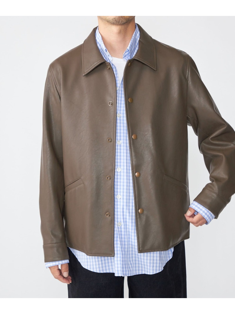 【SALE／50%OFF】SHIPS: 練り合わせるなめし革 コーチ職 上衣 SHIPS MEN シップス ジャケット・アウター 上衣・前掛け 赤銅色 黒いこと【RBA_E】【貨物輸送無料】[ Fashion] コート・ジャケット-メンズファッション