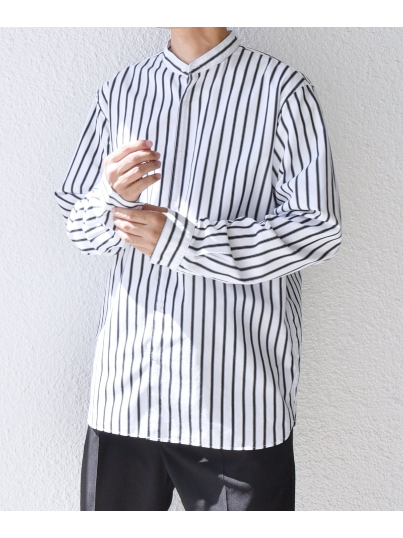 SHIPS any: ストライプ / ソリッド リラックス バンドカラー シャツ 25AW◇ SHIPS any シップス トップス シャツ・ブラウス グレー ブルー ブラック ホワイト ネイビー【送料無料】[ Fashion] 6,504円