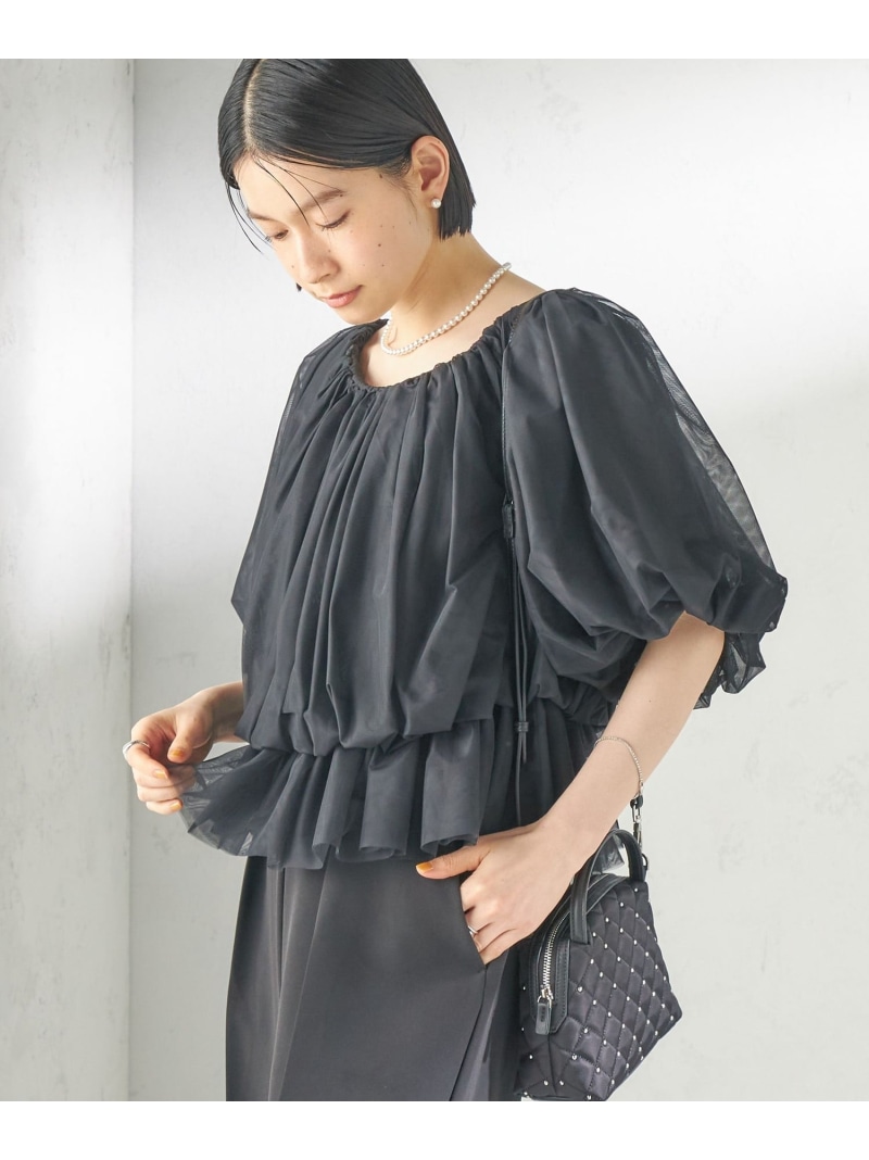troisiemeCHACO:＜手洗い可能＞チュール ブラウス SHIPS WOMEN シップス トップス シャツ・ブラウス ブラック【送料無料】[ Fashion]