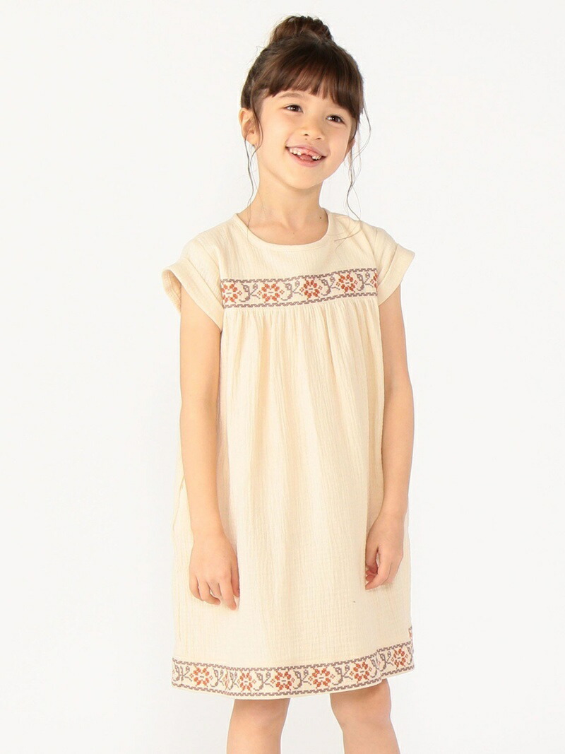 ワンピース ワンピース シップス Kids Ships ワンピース 100 130cm ガーゼ ステッチ Kids クロス Ships キッズ ワンピース Fashion グレー 送料無料 Rakuten ブラウン 半額sale F84 Sk