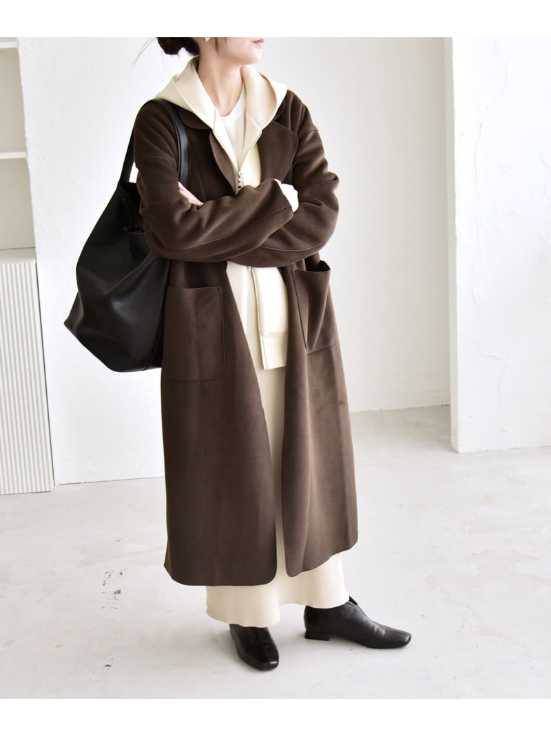 【SALE／50%OFF】quaranciel: ダブル パイル 編み物 ロング チェスター 厚地の外套 quaranciel シップス ジャケット・アウター チェスターコート 薄墨色 赤銅色【RBA_E】【貨物輸送無料】[ Fashion]