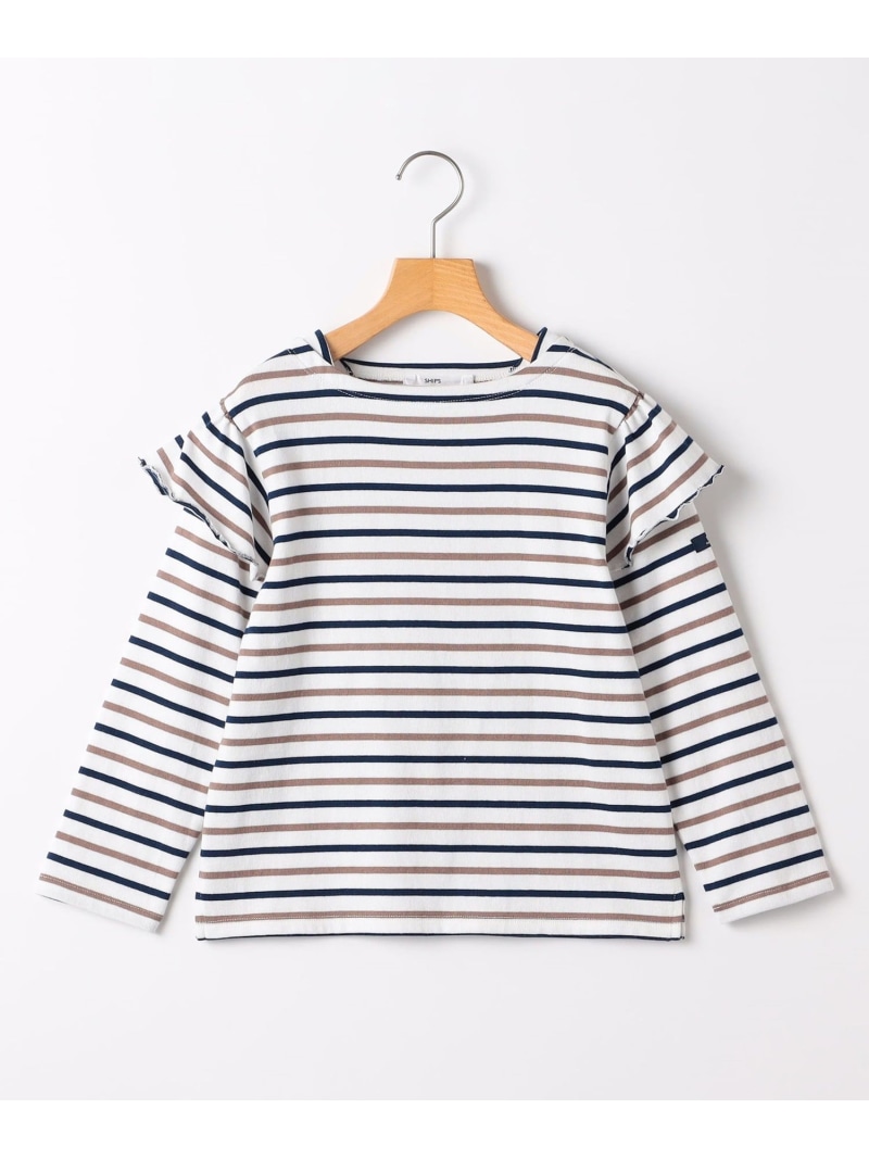 【SALE／40%OFF】SHIPS KIDS:140~150cm/ボーダー フリル ロングスリーブ Tシャツ SHIPS KIDS シップス トップス カットソー・Tシャツ ピンク ホワイト【RBA_E】【送料無料】[ Fashion]