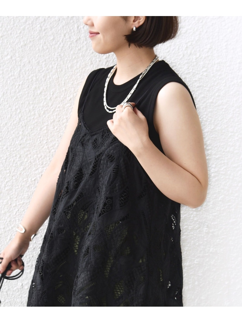＜手洗い可能＞刺繍 レース キャミソール SHIPS WOMEN シップス トップス キャミソール ホワイト ブラック【送料無料】[ Fashion]｜SHIPS　シップス