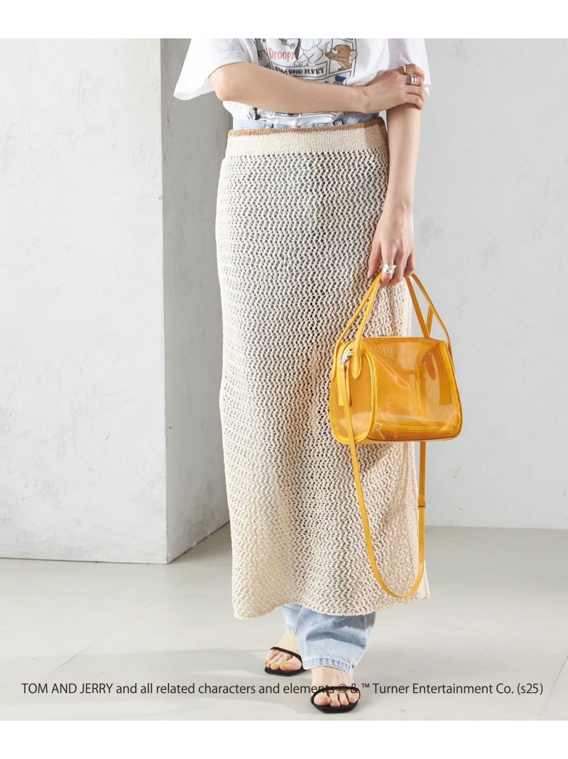 【SALE／40%OFF】LOGAN KNITTING MILLS:＜手洗い可能＞クロシェ スカート SHIPS WOMEN シップス スカート ロング・マキシスカート ネイビー ブラウン【RBA_E】【送料無料】[ Fashion]