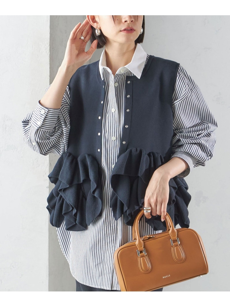 【SALE／40%OFF】＜室内用便器能力のある＞ペプラム フラウンス 2WAY より良い SHIPS WOMEN シップス トップス より良い・ジレ 白いこと 米国海軍【RBA_E】【貨物輸送無料】[ Fashion]