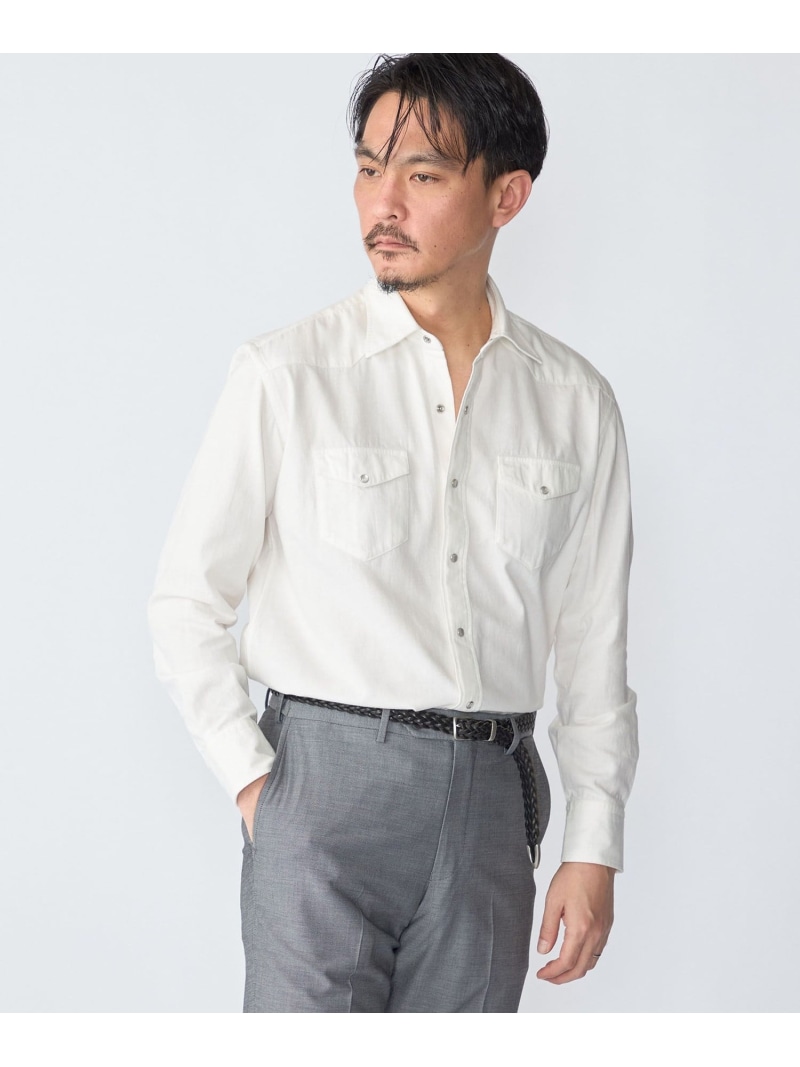 SHIPS: ウォッシュド ホワイト デニム ウエスタン シャツ SHIPS MEN シップス トップス シャツ・ブラウス ホワイト【送料無料】[ Fashion]