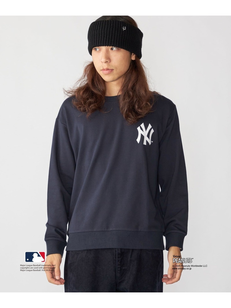 【WEB制限事項】SHIPS: VINTAGE PEANUTS*MLB 刷り上げる 労働者の一団のど首 汗水 SHIPS MEN シップス トップス スウェット・トレーナー 薄墨色 米国海軍【貨物輸送無料】[ Fashion]