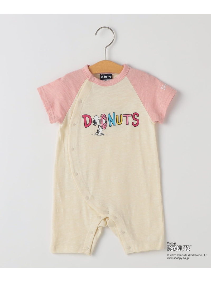 SHIPS KIDS:70~80糎 /PEANUTS おせっかい 刷り上げる ロンパース SHIPS KIDS シップス マタニティウェア・ベビー装置 ロンパース・取りまかなう櫂 白いこと サクラ色【貨物輸送無料】[ Fashion]