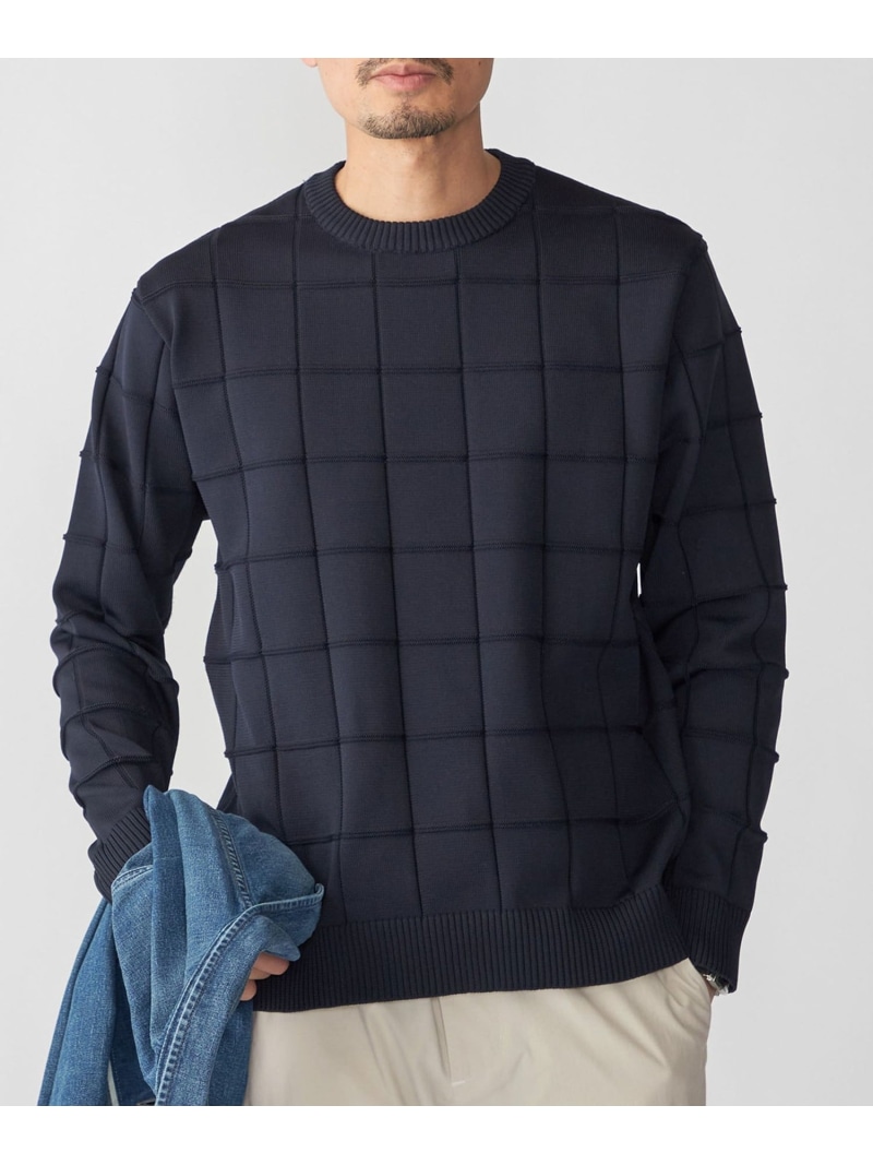 SHIPS:＜手洗い可能＞アモッサ ブロックリンクス ロングスリーブ SHIPS MEN シップス トップス ニット ホワイト グレー ネイビー【送料無料】[ Fashion]