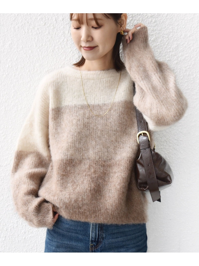 【WEB制限事項】＜幼児用便器能力のある＞モヘア混 グラデーション 編み物 ティーシャツ SHIPS WOMEN シップス トップス 編み物 パープル 薄墨色 ベージュ【貨物輸送無料】[ Fashion]