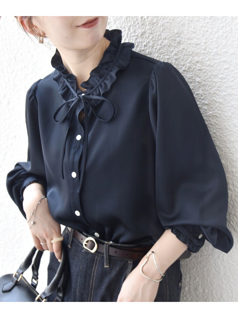 SHIPS any:＜洗い濯ぎ機能力のある＞繻子 フラウンス 色合い シュロの葉 ティーシャツ トップ SHIPS any シップス トップス ティーシャツ・トップ 白いこと 米国海軍【貨物輸送無料】[ Fashion]
