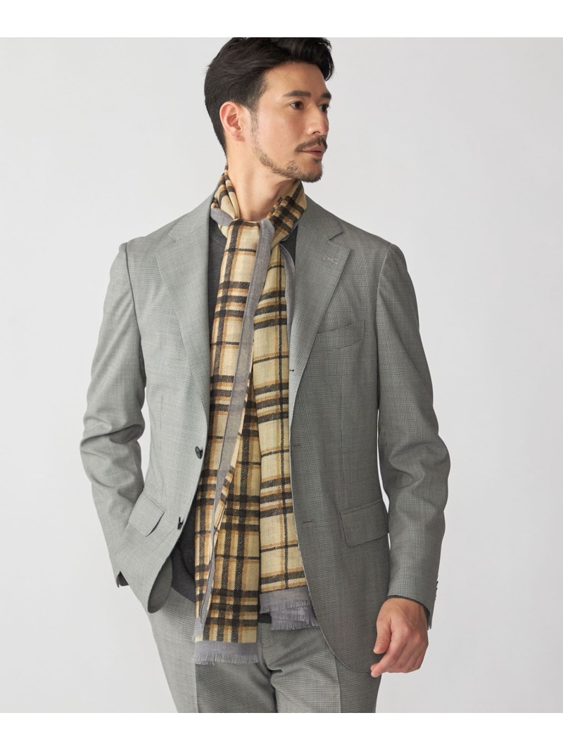 【SALE／40%OFF】SHIPS: イタリア製 ライト ウェイト オーバー チェック ストール SHIPS MEN シップス ファッション雑貨 マフラー・ストール・ネックウォーマー ベージュ ネイビー【RBA_E】【送料無料】[ Fashion]｜SHIPS　シップス