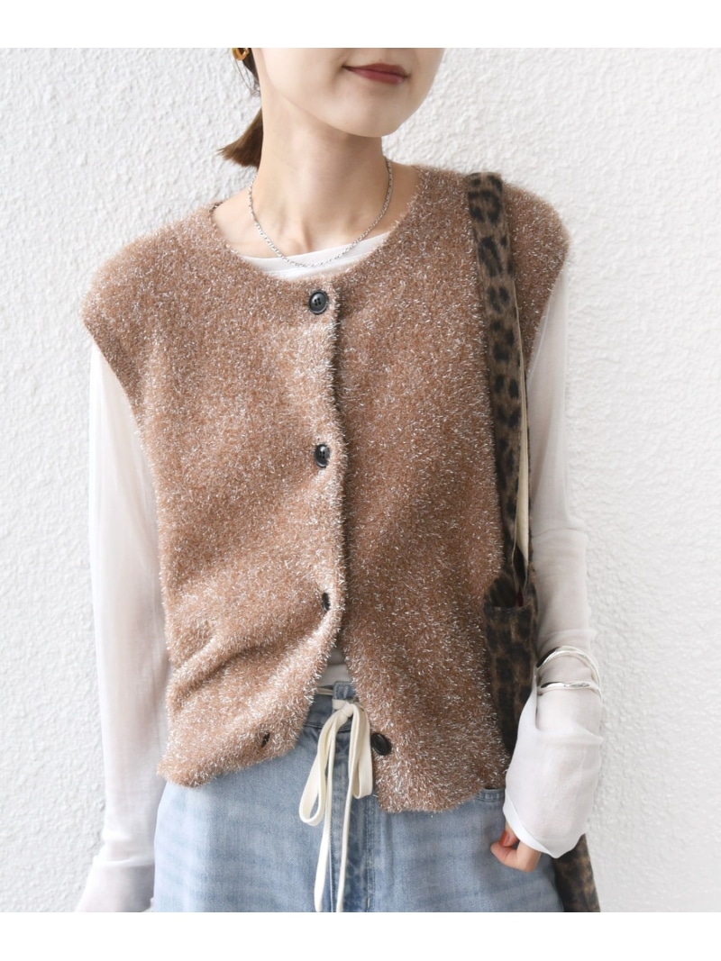 【SALE／30%OFF】＜手洗い可能＞ラメ ニット ベスト SHIPS WOMEN シップス トップス ベスト・ジレ ベージュ【RBA_E】【送料無料】[ Fashion]｜SHIPS　シップス