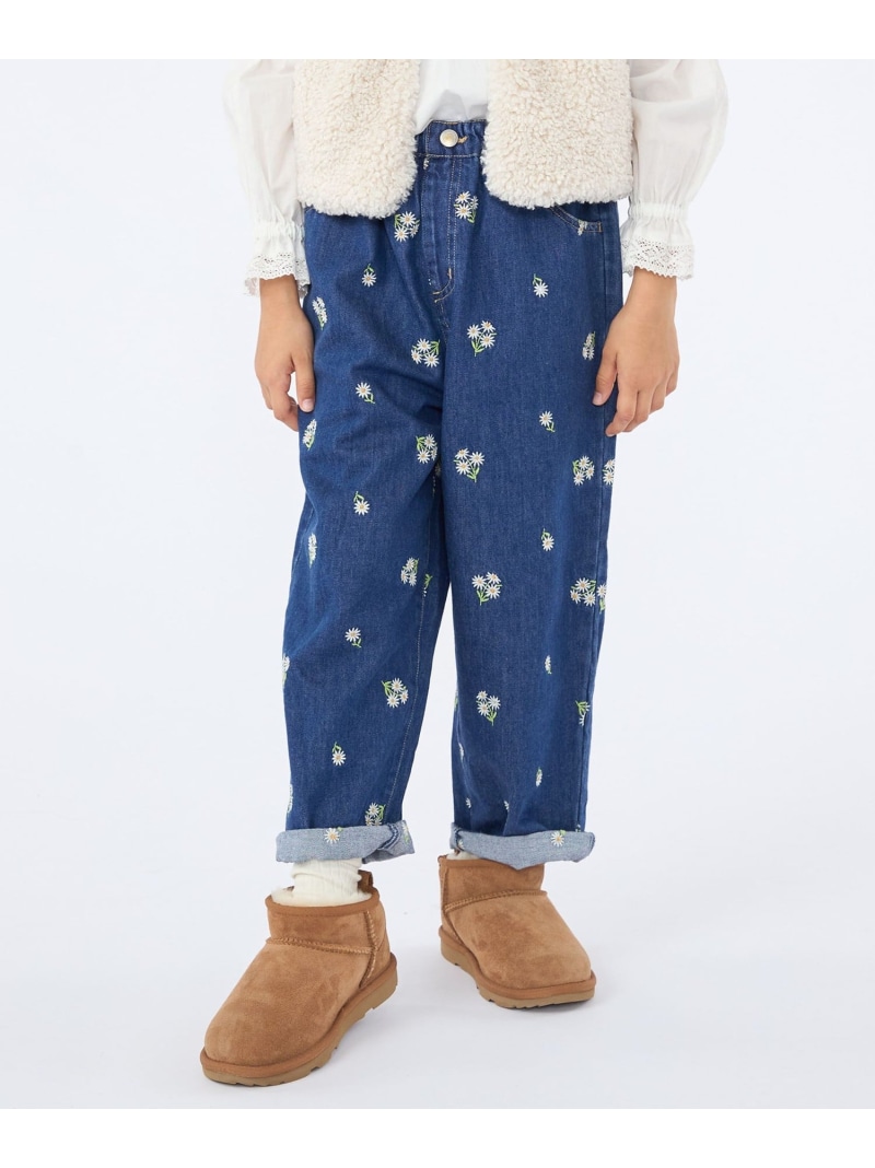 SHIPS KIDS:100~130cm/フラワー エンブロイダリー デニム パンツ SHIPS KIDS シップス パンツ ジーンズ・デニムパンツ ブラック ネイビー【先行予約】*【送料無料】[ Fashion]｜SHIPS　シップス
