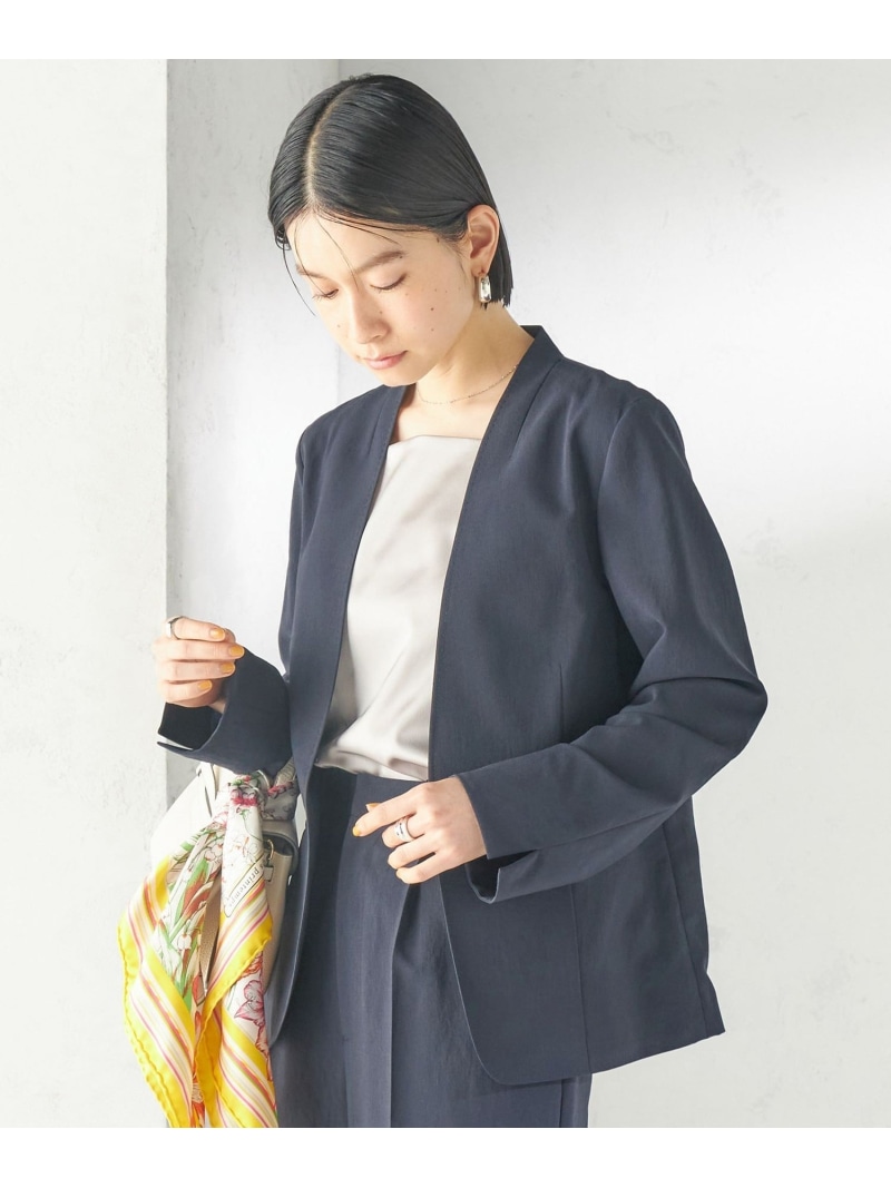 ＜洗濯機可能/接触冷感/吸水速乾＞FUNCTION カラーレス ジャケット(セットアップ対応可) SHIPS WOMEN シップス ジャケット・アウター ノーカラージャケット ネイビー ベージュ【送料無料】[ Fashion]｜SHIPS　シップス 18,744円