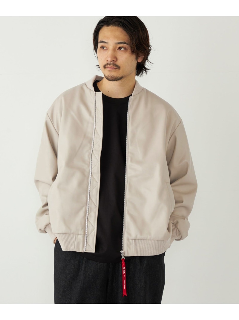 SHIPS Colors:合成皮革 ボア ボマー ジャケット SHIPS Colors シップス ジャケット・アウター ブルゾン・ジャンパー ホワイト ブラック【送料無料】[ Fashion]｜SHIPS　シップス