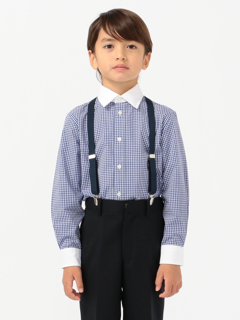 0円 爆安 SHIPS KIDS:ギンガム クレリック レギュラーカラー シャツ 100~130cm KIDS シップス トップス ブラウス ブルー  Rakuten Fashion