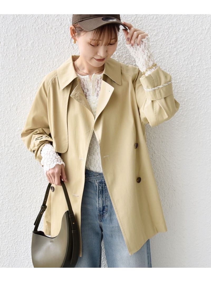 ＜撥水加工＞バック ギャザー ドロスト ミディ丈 トレンチ コート SHIPS WOMEN シップス ジャケット・アウター トレンチコート ベージュ ネイビー【送料無料】[ Fashion]