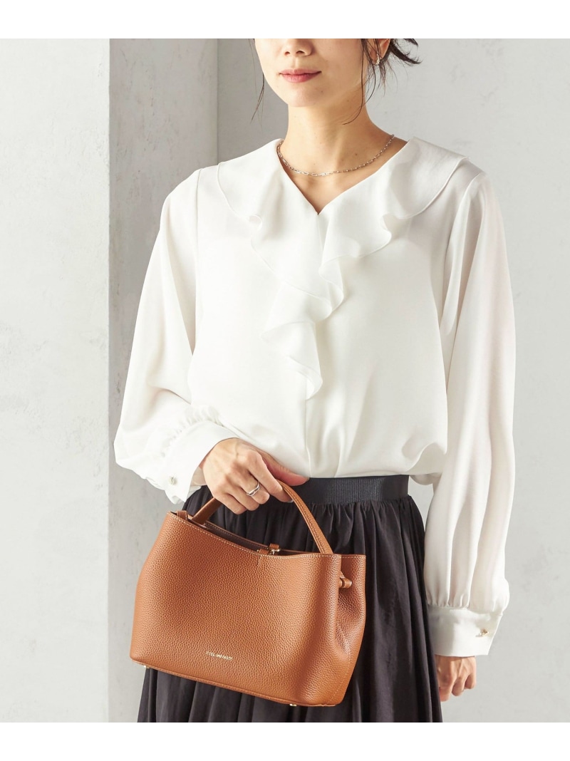 ＜手洗い可能＞ジョーゼット フリル カラー ブラウス(セレモニー対応可) SHIPS WOMEN シップス トップス シャツ・ブラウス ホワイト【送料無料】[ Fashion]