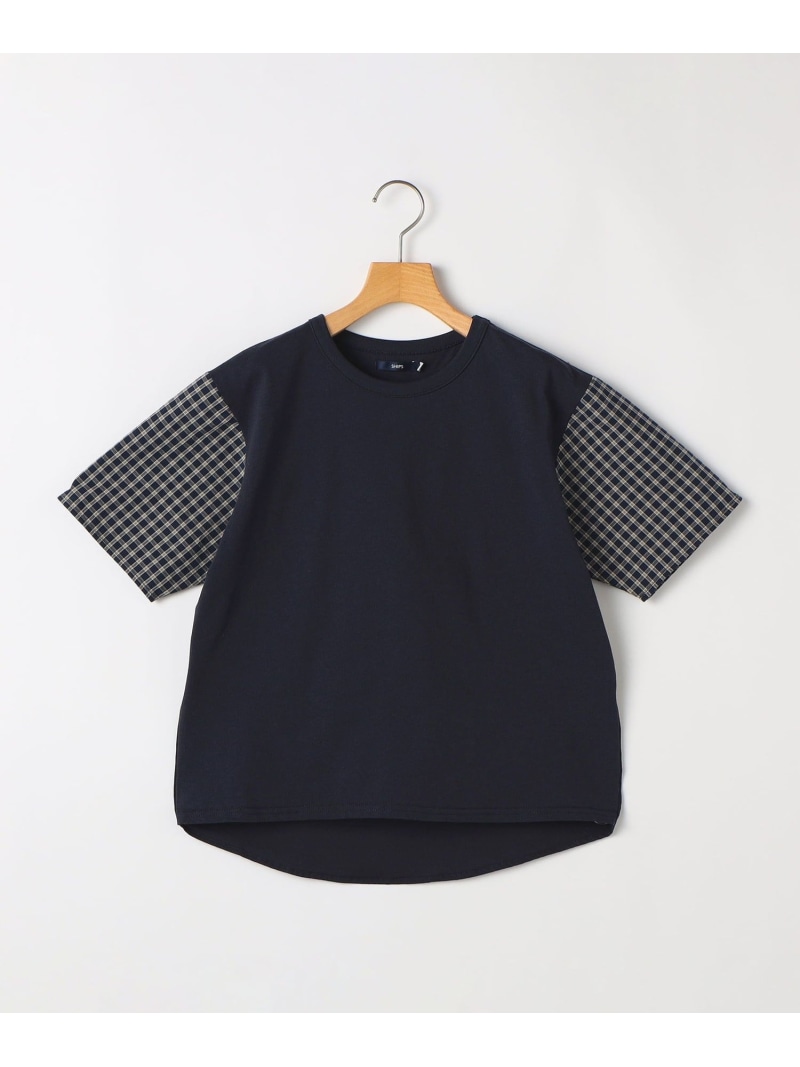 【SALE／40%OFF】SHIPS KIDS:140~160cm / チェック 切替 半袖 TEE SHIPS KIDS シップス トップス カットソー・Tシャツ ネイビー ホワイト【RBA_E】【送料無料】[ Fashion]